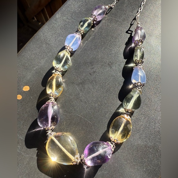 MULTI STONES HAND CRAFTED NUGGETS SHAPE GEMSTONE BEADS NECKLACE!!! - Picture 15 of 15